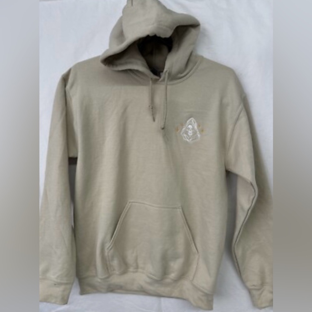 NWT Grim Reaper beige hoodie pullover sweatshirt embroidered Large